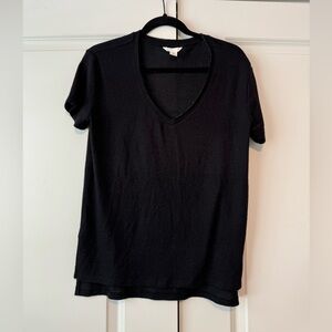 Caslon Oversized Fit V-Neck Black Slub Tee Sz XS